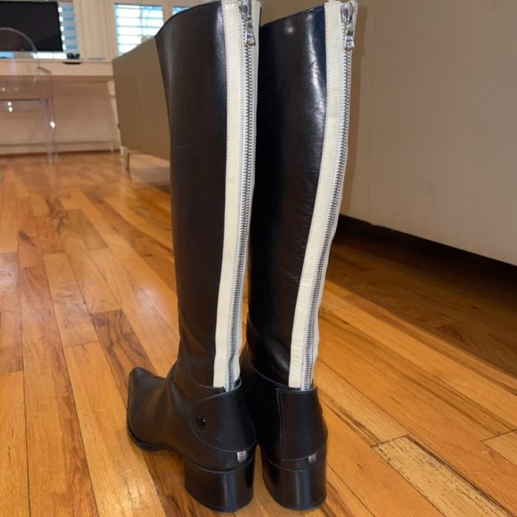 Sigerson Morrison Black and White Knee-High Boots - Picture 1 of 9